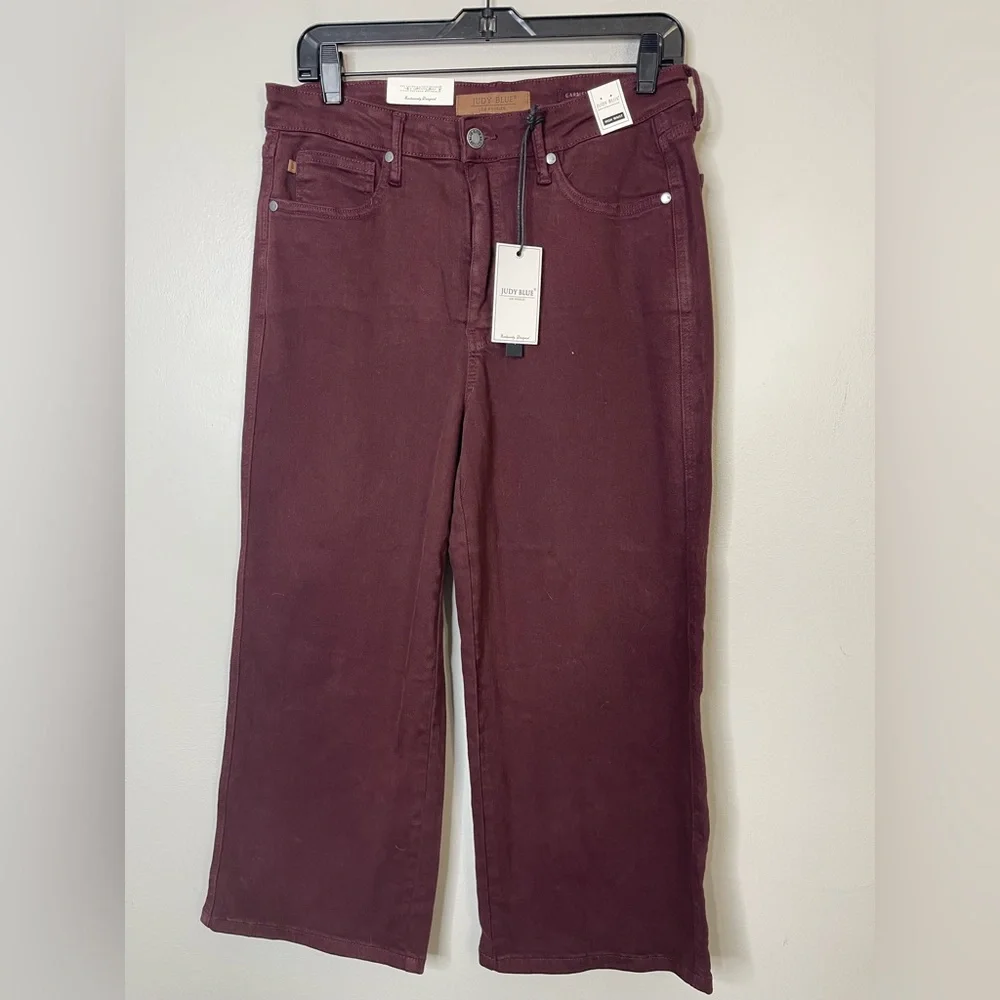Judy Blue NWT Berry Wide Leg High Riss Tummy Control Jeans Sz 30 - Picture 2 of 10